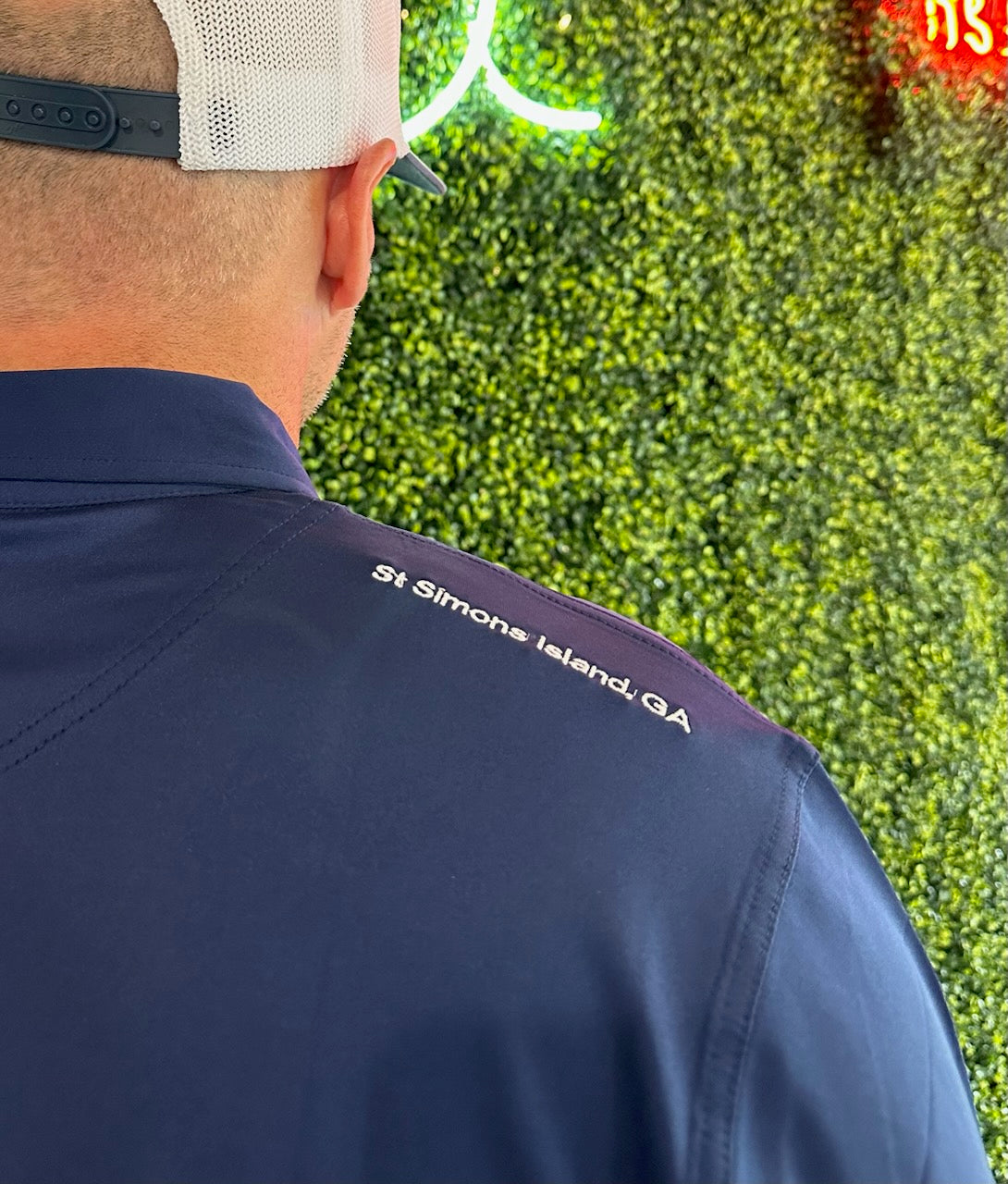 Stretch Performance Men's Polo Navy w/ White Logo