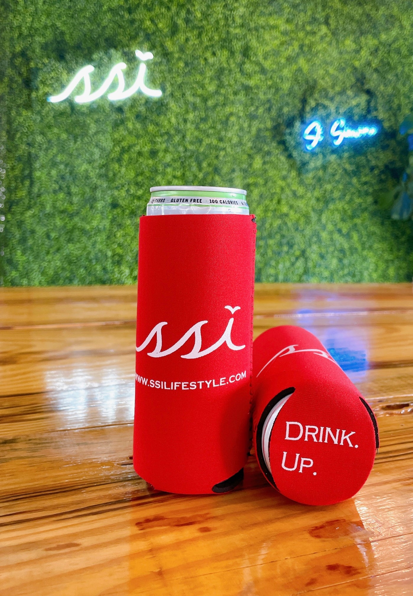 SSI Slim Can Koozie  Red with White Logo