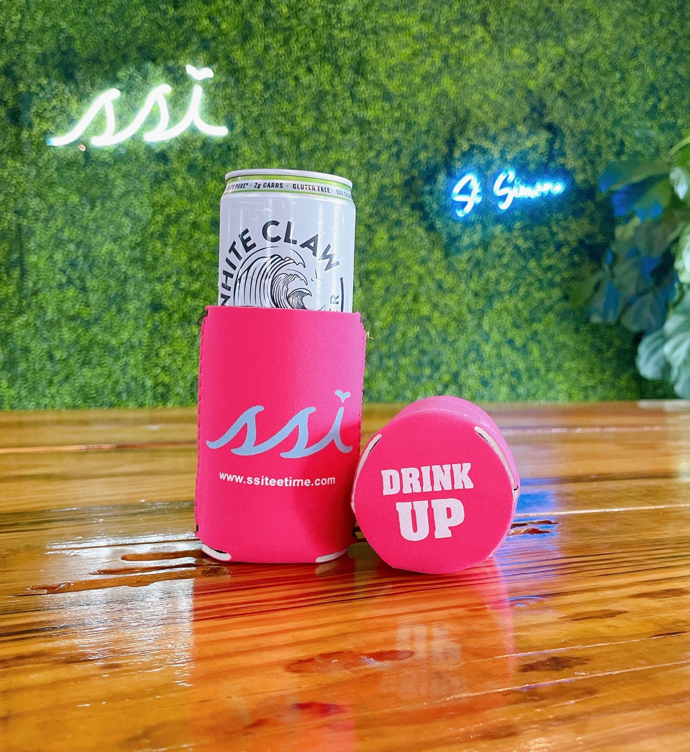 Koozie - State Outline Pink / Light Blue Logo