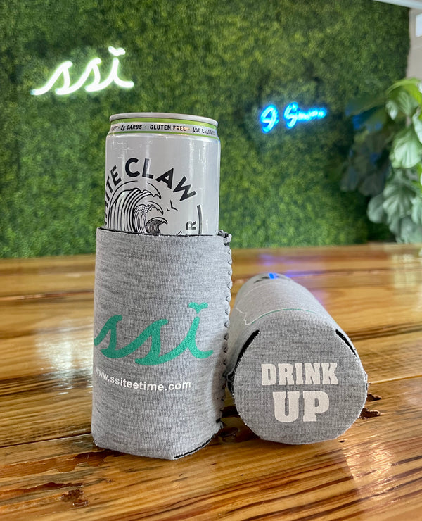 Koozie- State Outline Grey / Seafoam logo