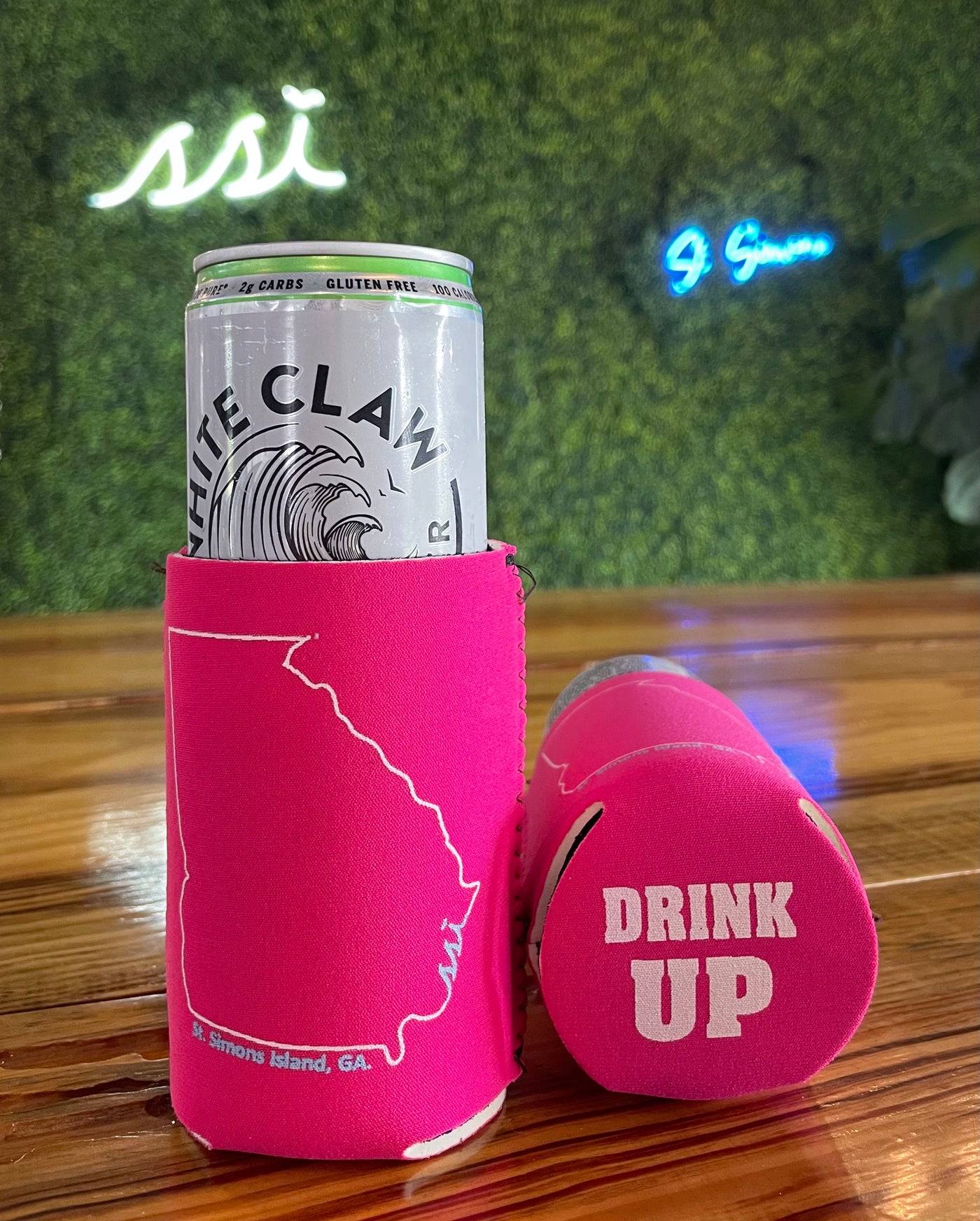 Koozie - State Outline Pink / Light Blue Logo