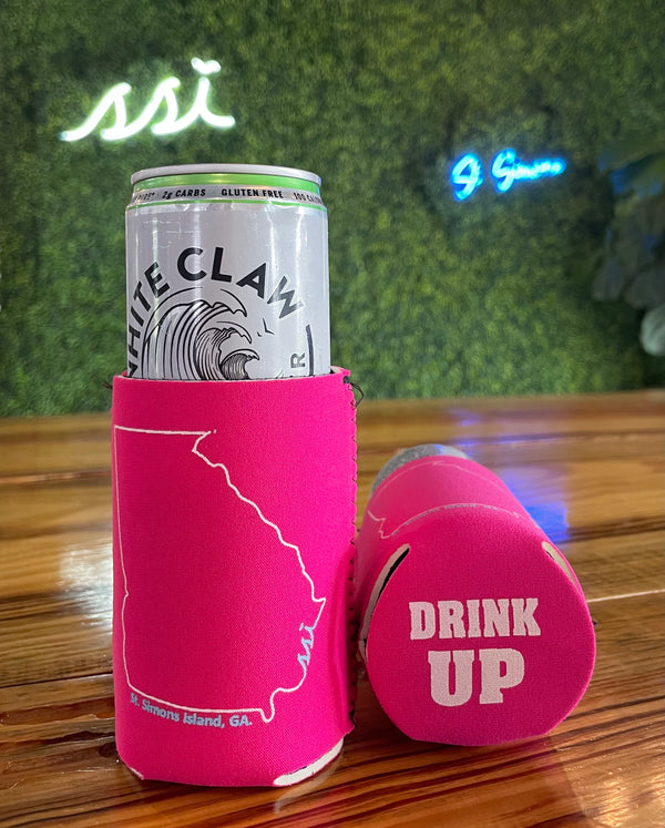 Koozie - State Outline Pink / Light Blue Logo