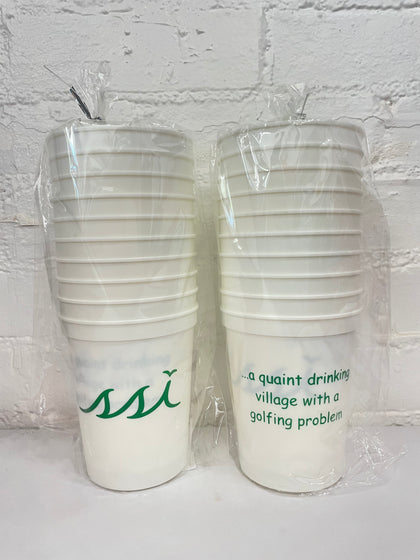 16oz Stadium Cups White with Aqua Golfing Problem 10 Pack