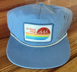 Light Blue Rope Hat/ White Patch, Blue Border, Retro Logo St Simons Island, White Rope/ Adjustable Imperial