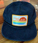 Navy Corduroy Hat/ White Patch, Orange Border, Retro Logo St Simons Island/ Adjustable Imperial
