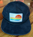 Navy Corduroy Hat/ White Patch, Blue Border, Retro Logo/ Adjustable Imperial