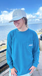 Long Sleeve Topaz Blue - Pink Camo Logo Comfort Colors