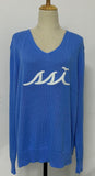 Ladies Royal Blue V-Neck Tunic with White Logo on front