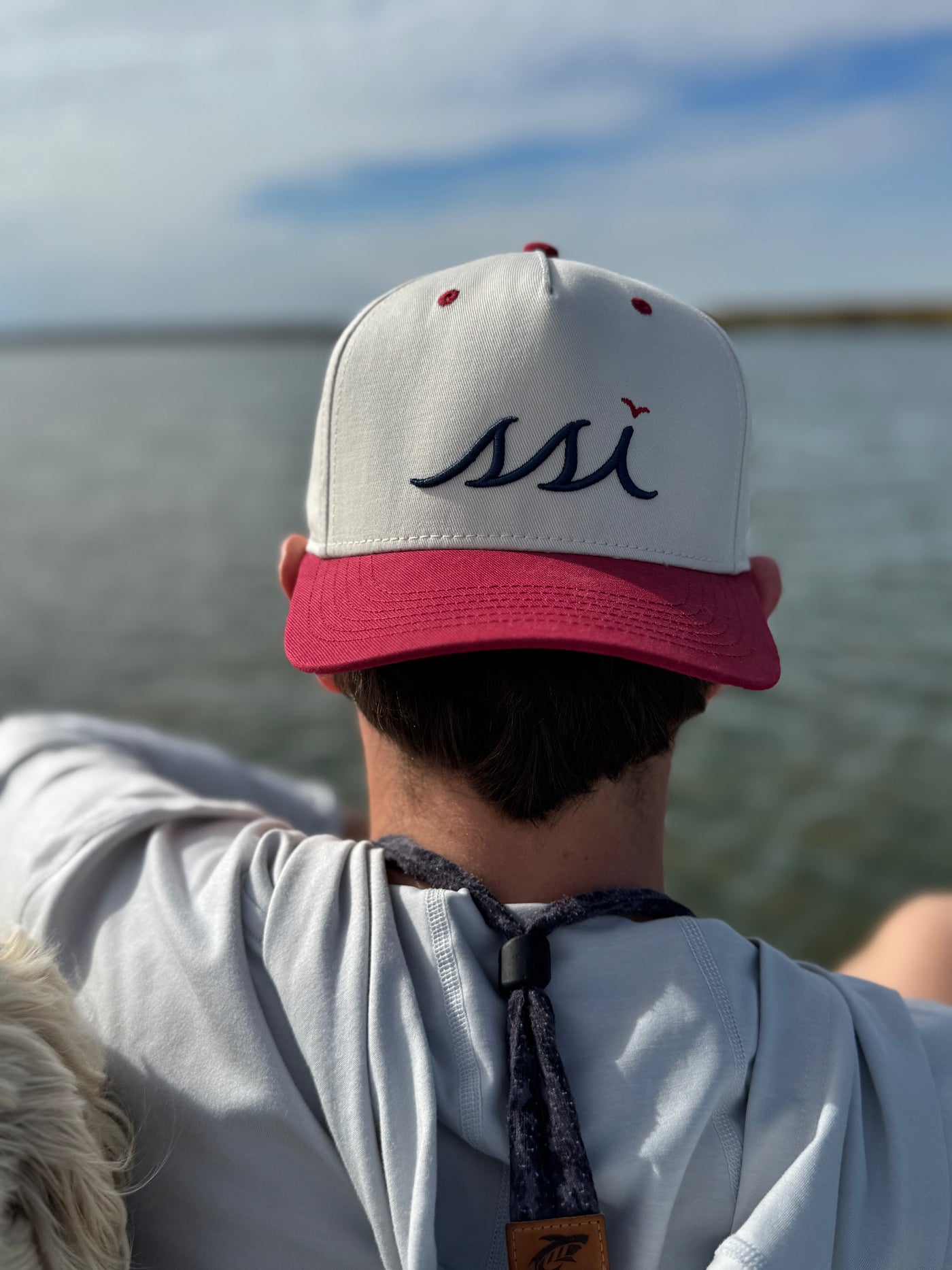 Stone Heritage Cap — Red Bill & Navy Logo