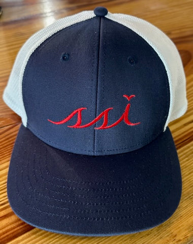 Navy Proflex Hat / Red Logo/ White Mesh / Adjustable