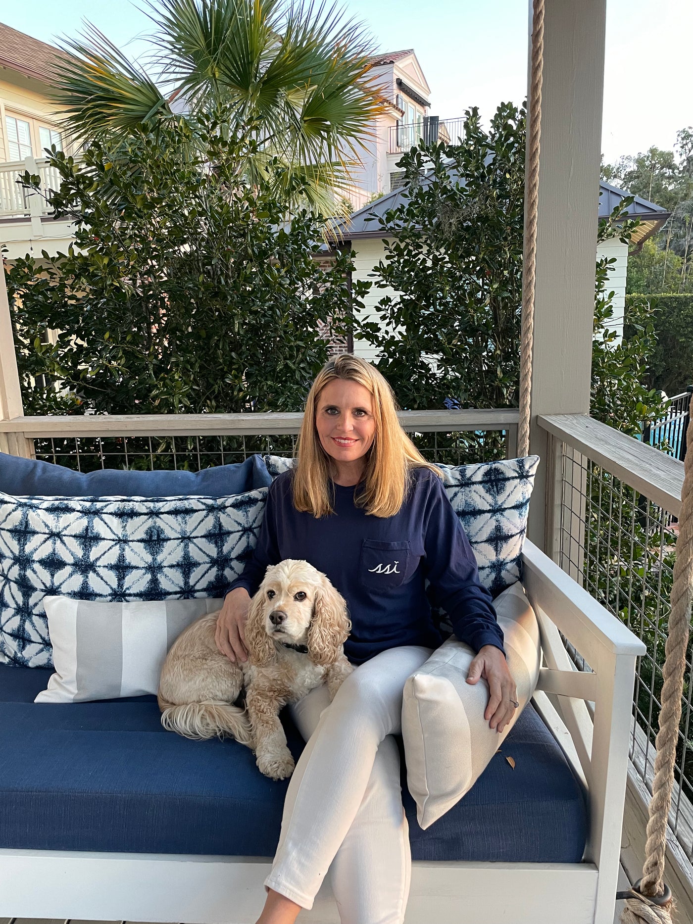 Navy St. Simons Island Long Sleeve Pocket Tee — Photo-Fill Back Print