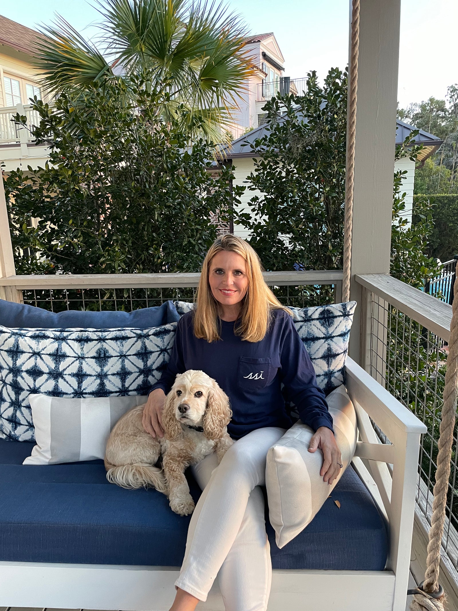 Navy St. Simons Island Long Sleeve Pocket Tee — Photo-Fill Back Print