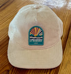 Bone Color Corduroy Hat with Aqua Sun Rays Patch/ Adjustable/ Pukka
