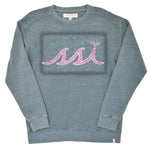 Dark Sage Sweatshirt - Pink Distressed Logo on Front - Vineyard Crew