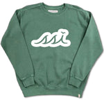 Dark Green Garment Dye Sweatshirt - White Bubble Logo on Front - Vineyard Crew