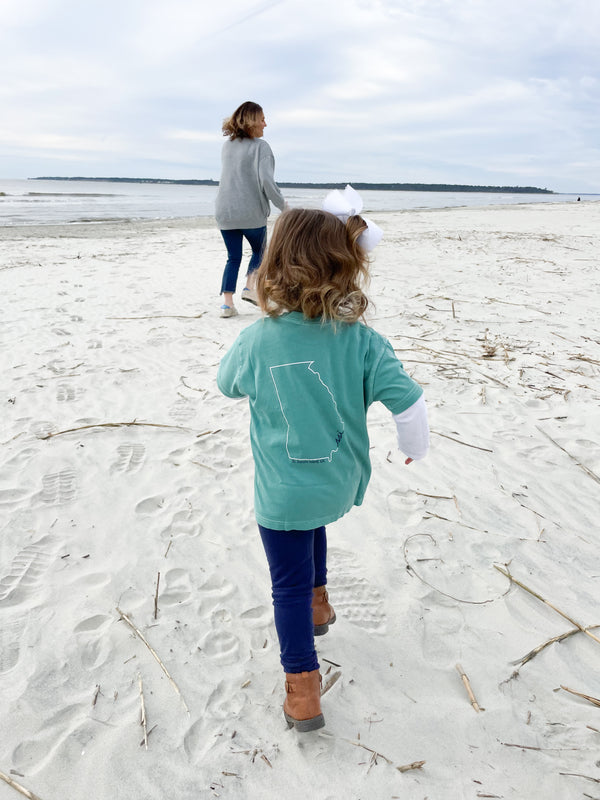 Kids Green State Outline T-Shirt