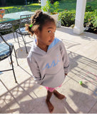 Kids Light Gray Modal Blend Hoodie with Baby Blue Logo on Front
