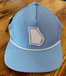 Light Blue Hat, White Rope, White Georgia State Outline / Adjustable / Pukka