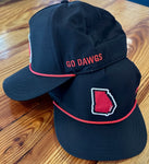 Black Hat, Red Rope, Red Georgia State Outline, Go Dawgs on side / Adjustable / Pukka