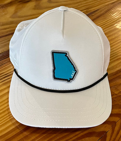 White Hat, Black Rope, Aqua Georgia State Outline / Adjustable / Pukka