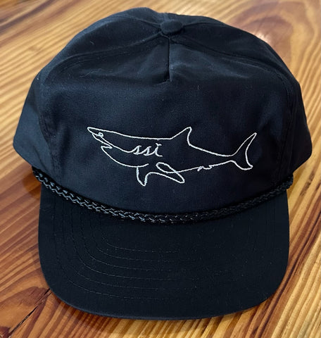 Black Kids Shark Hat / Shark White Logo/ Adjustable / Youth