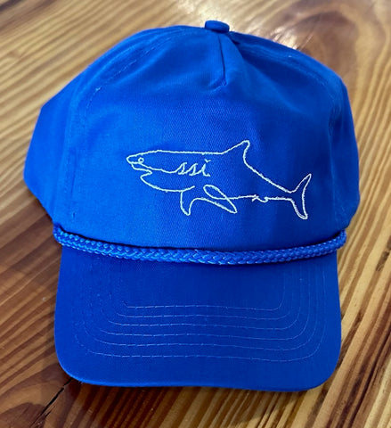 Royal Blue Kids Shark Hat / Shark White Logo/ Adjustable / Youth