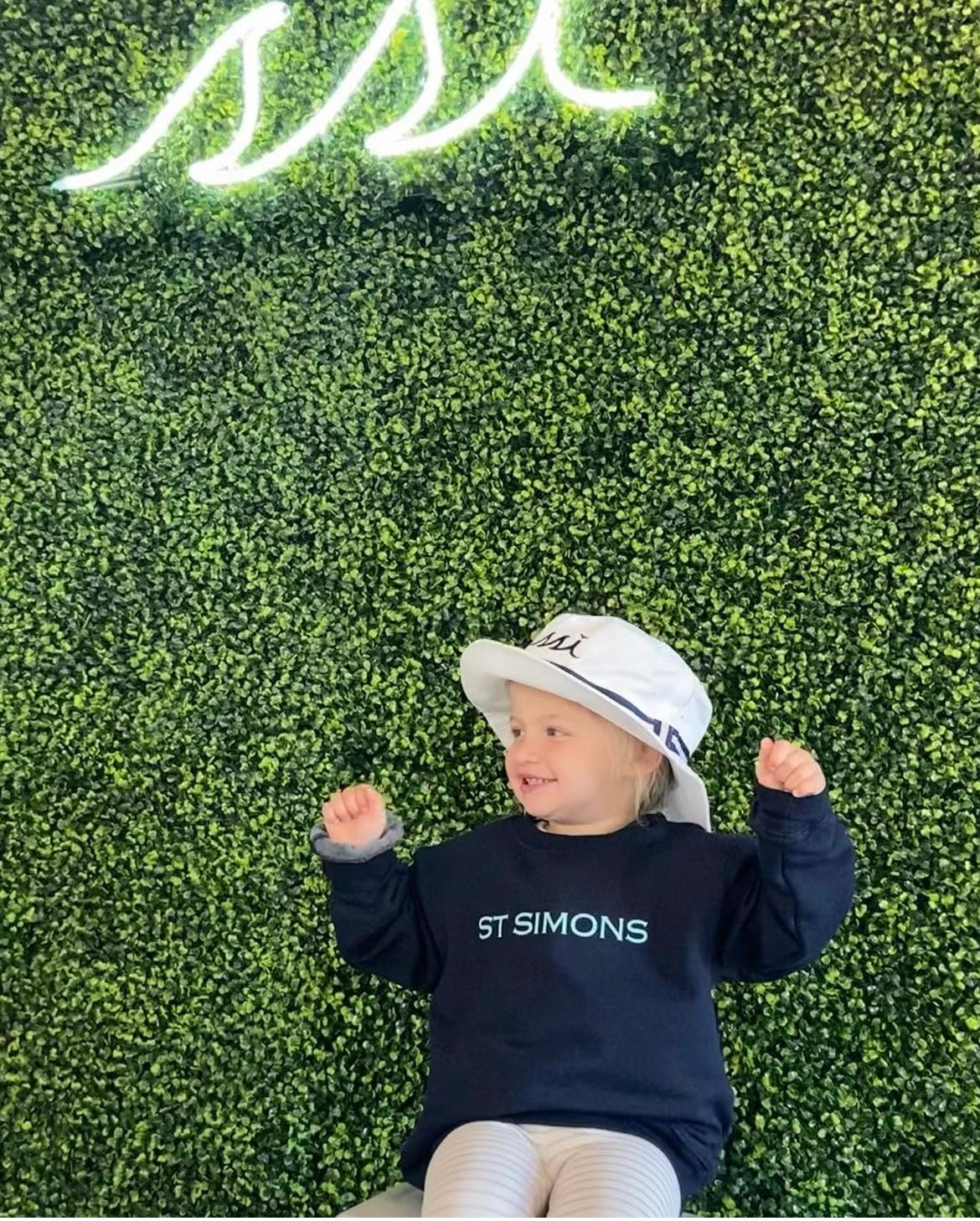 Kids Navy Modal Blend Sweatshirt with Aqua St Simons on Front and Aqua Logo on Arm