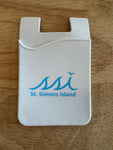 Phone Card Holder White with baby Blue logo