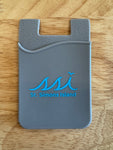 Phone Card Holder Grey with baby blue logo
