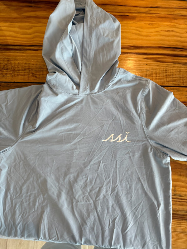 SPF 50 Kids Light Blue Sun Shirt / Rash Guard, Hoodie, Long Sleeve, Thumbholes