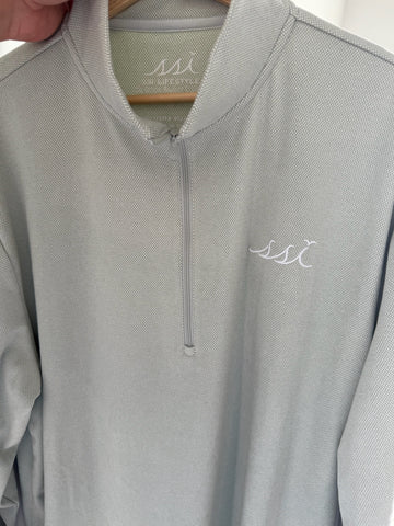 Ultrasoft Mens 1/4 Zip Peacock Pullover White logo