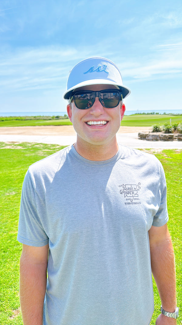 White Imperial Tour Visor / Baby Blue Raised Logo