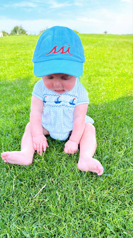Baby Blue Toddler Hat / Red Logo/ Youth