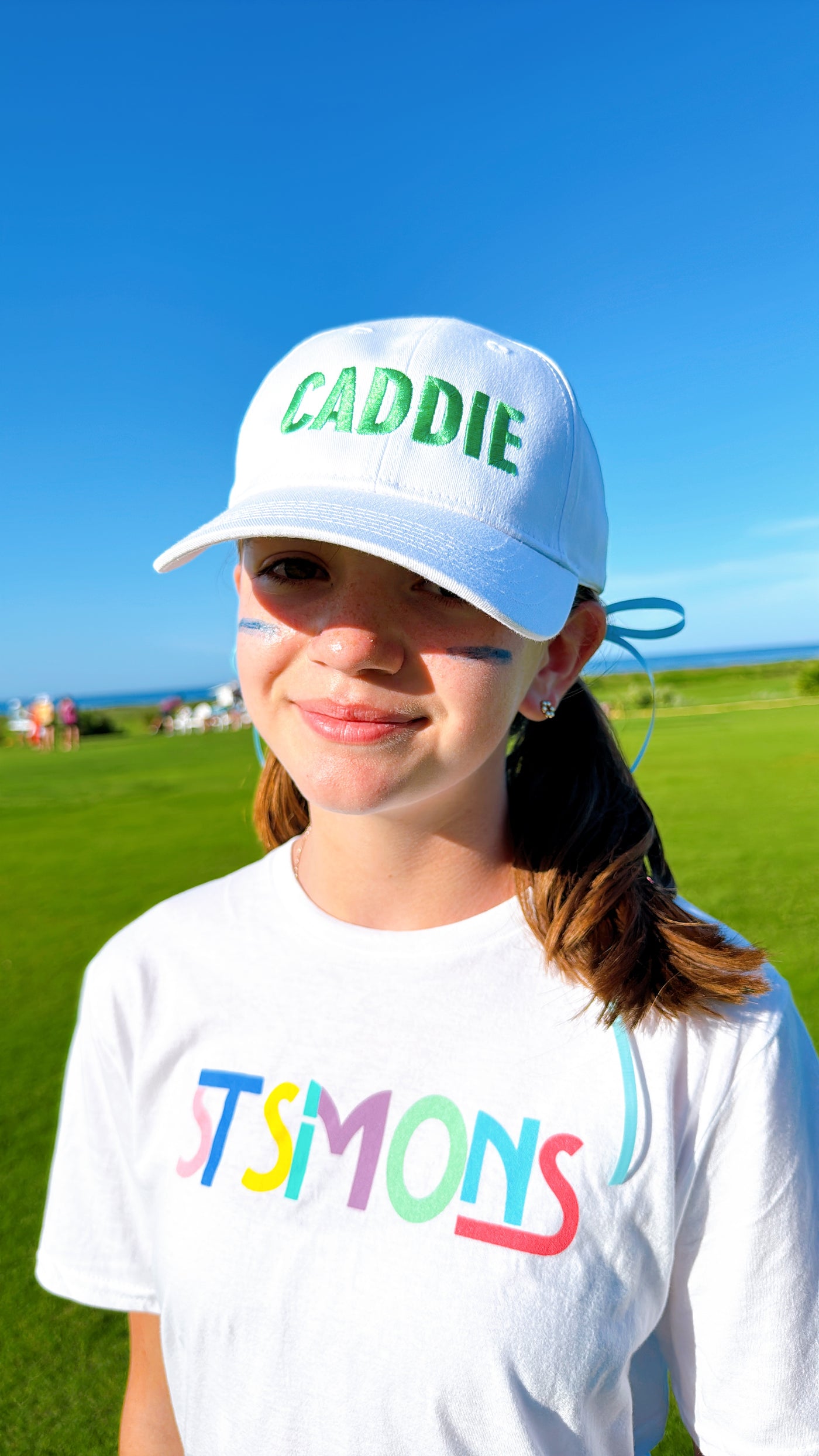 Kids "CADDIE" Cap — White Twill Youth Golf Hat