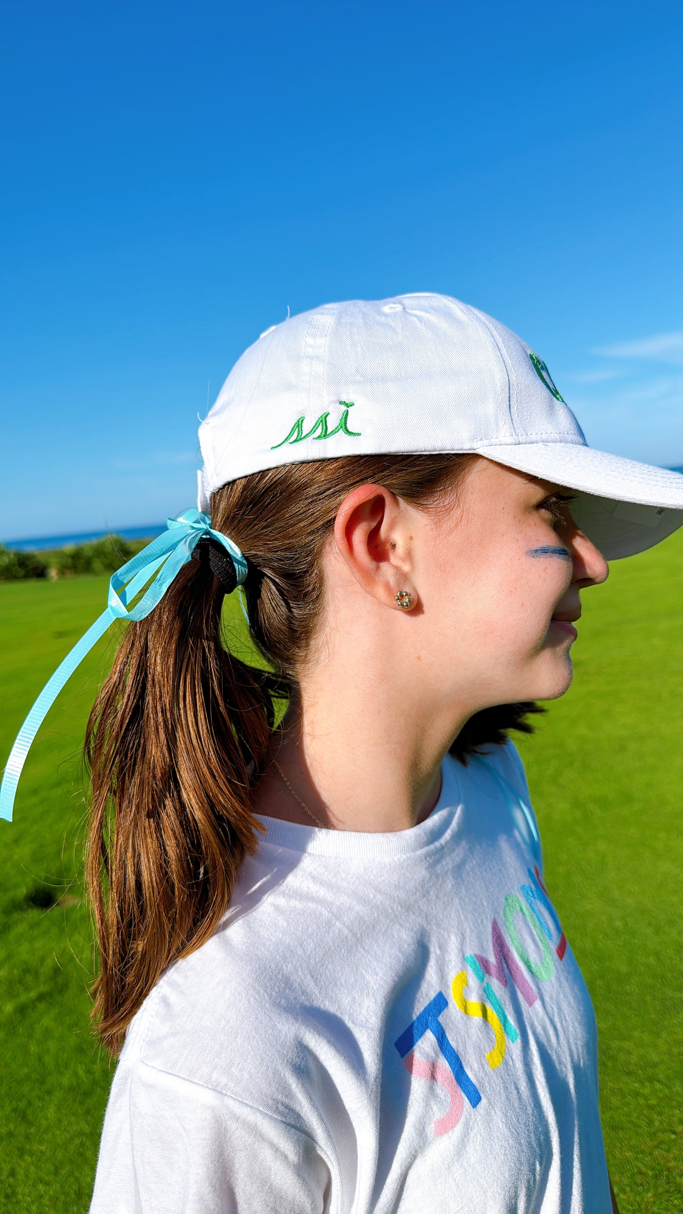Kids "CADDIE" Cap — White Twill Youth Golf Hat
