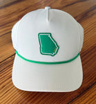 White Hat, Green Rope, Green Georgia State Outline / Adjustable / Pukka