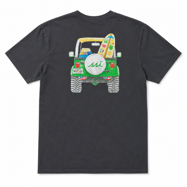 Kids Black Comfort Colors Jeep Graphic T-Shirt — Georgia License Plate Front