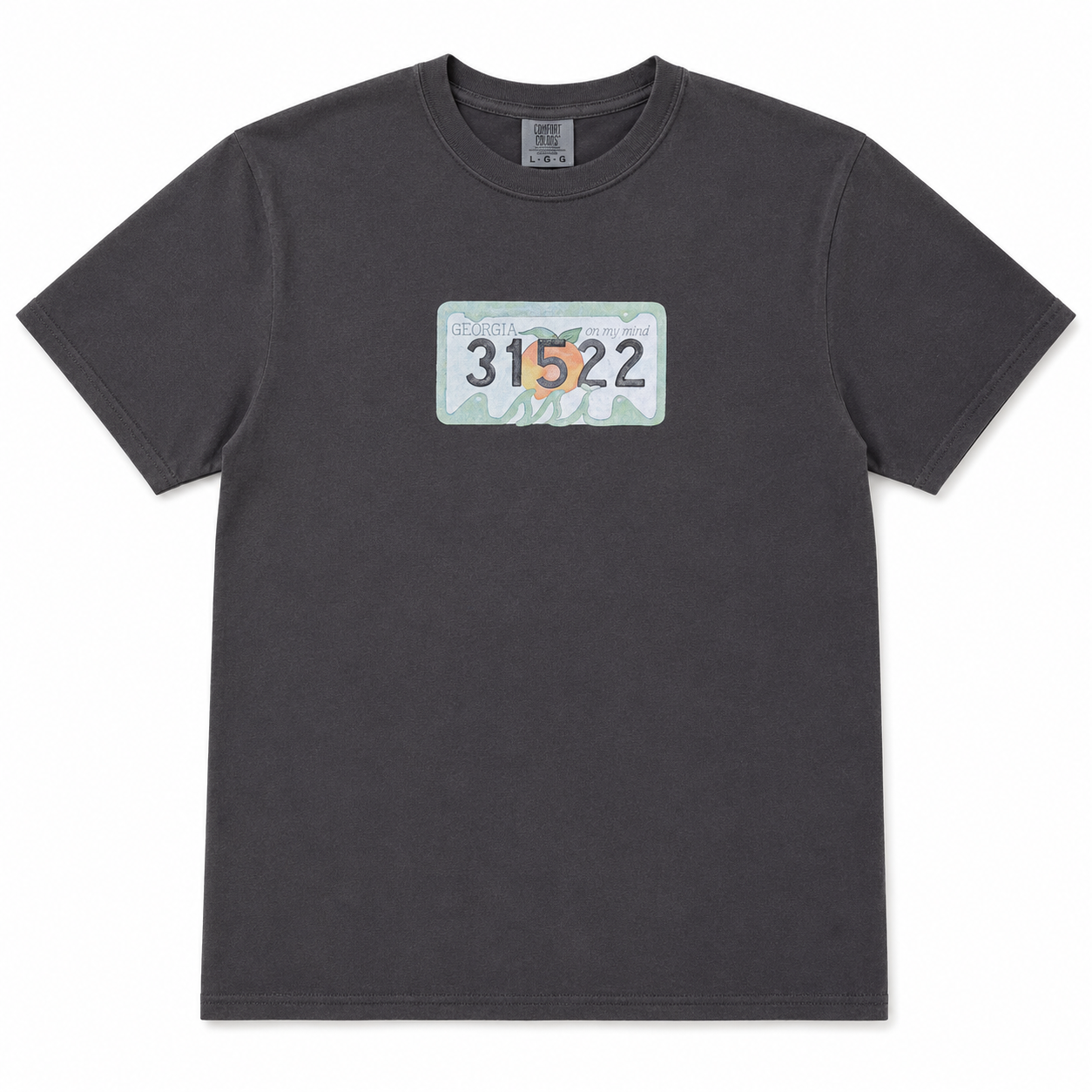 Kids Black Comfort Colors Jeep Graphic T-Shirt — Georgia License Plate Front