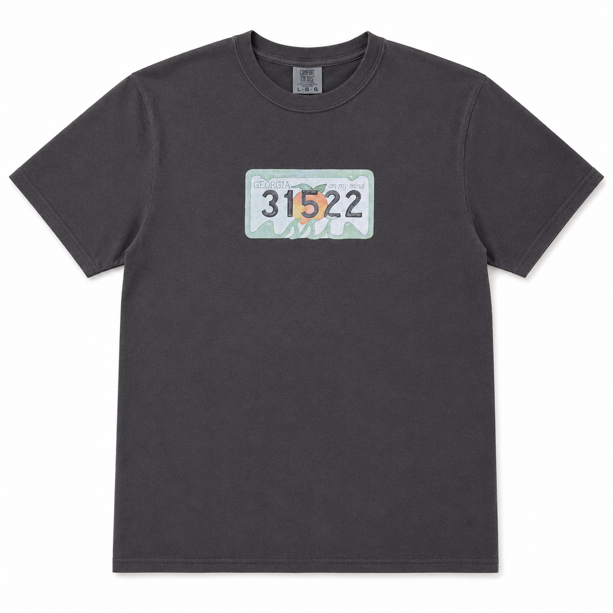Kids Black Comfort Colors Jeep Graphic T-Shirt — Georgia License Plate Front