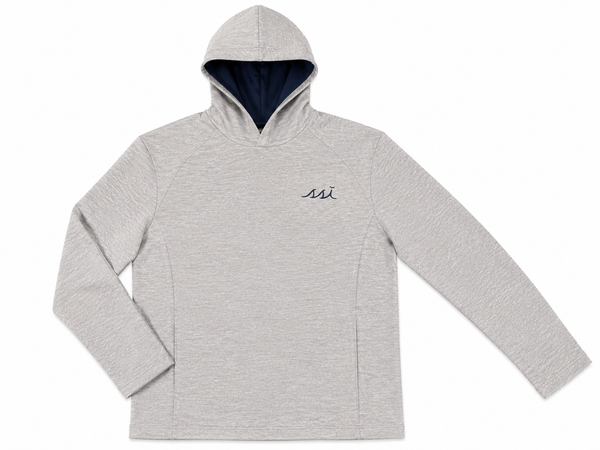 Kids Heather Gray Hooded Pullover — Navy SSI Logo Modal Blend