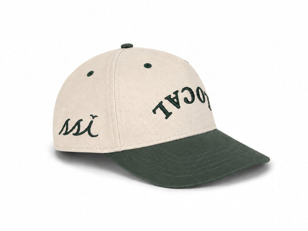 "LOCAL" Heritage Cap — Stone Crown with Forest Green Bill
