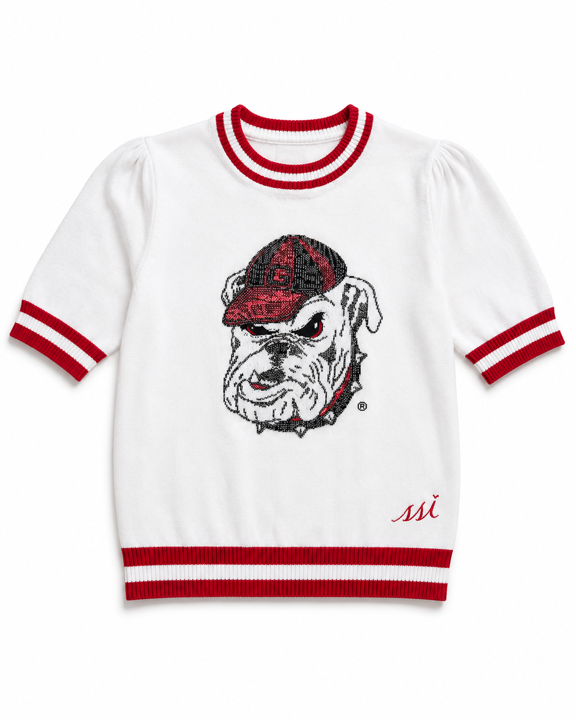 Ladies' Gameday Ringer Tee — White with Red Trim