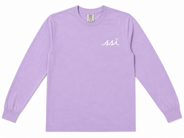 Comfort Colors Lavender St. Simons Island Long Sleeve Tee — Lighthouse Watercolor Back Print