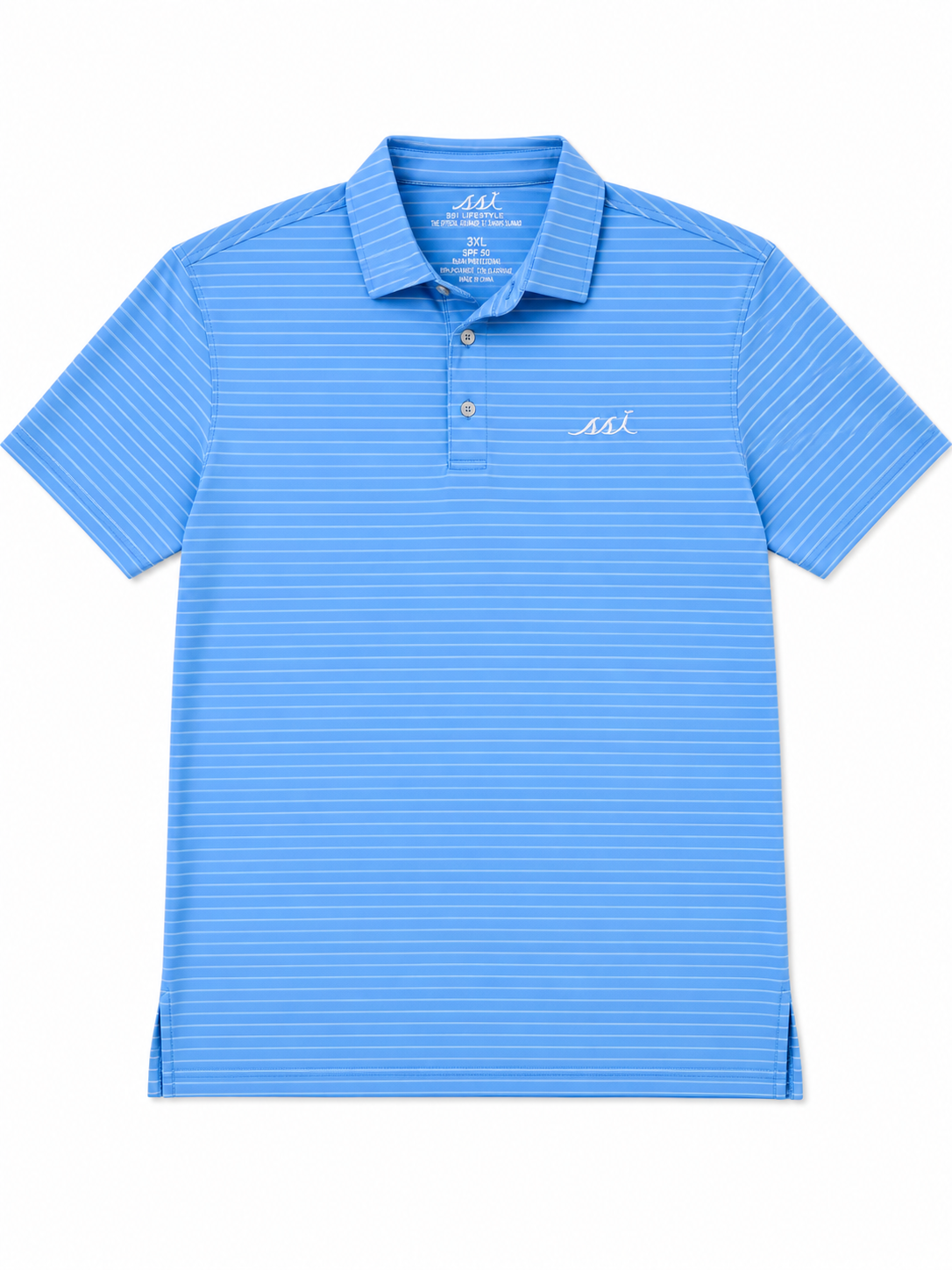 Men's St. Simons Island Striped Performance Polo — White Logo
