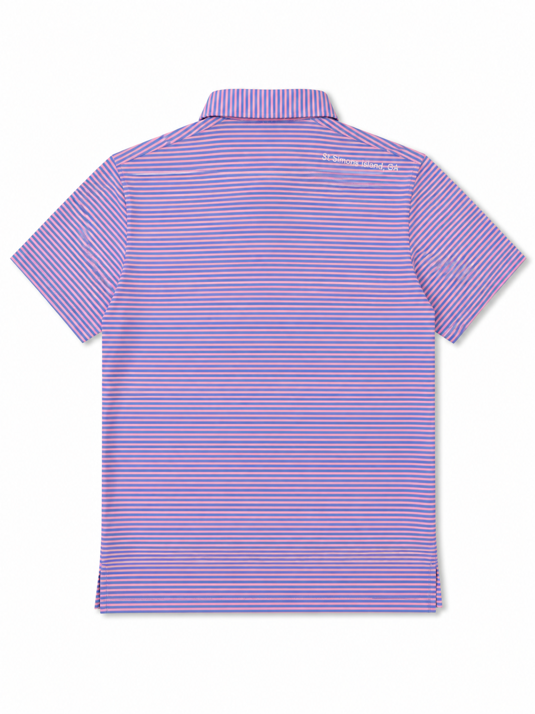 Men's St. Simons Island Striped Performance Polo — White Logo