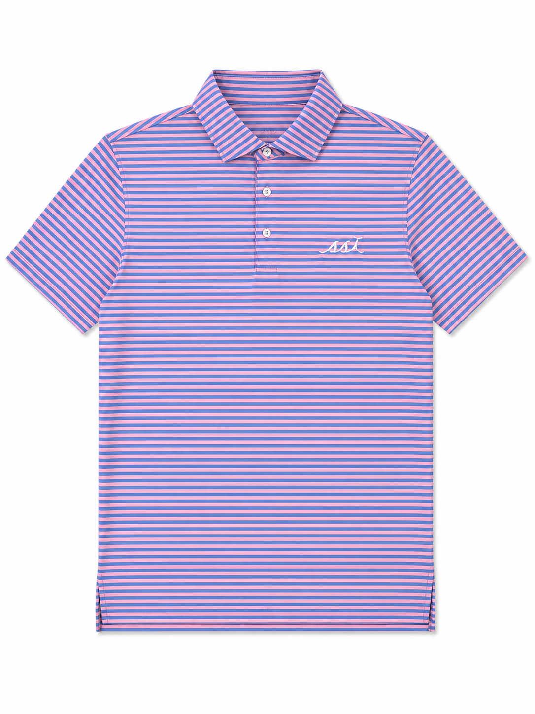 Kids' Performance Polo — Pink and Blue Stripe