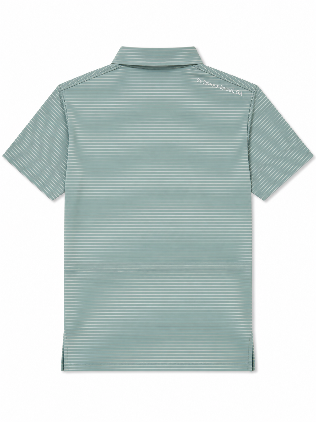 Men's St. Simons Island Striped Performance Polo — White Logo
