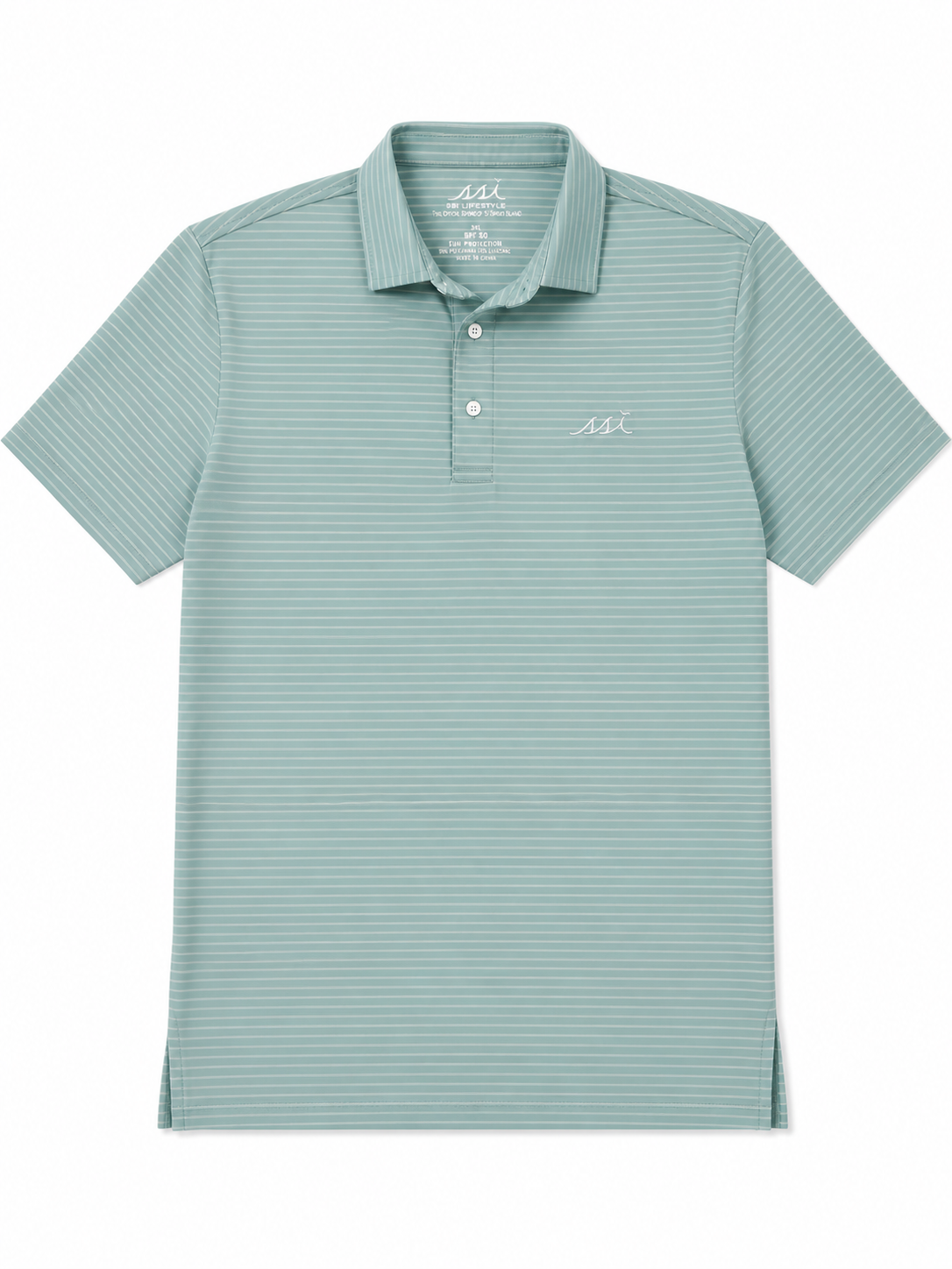 Men's St. Simons Island Striped Performance Polo — White Logo