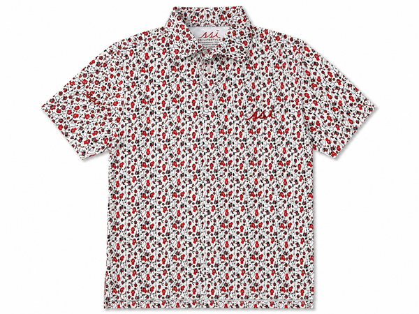Men's White Gameday Performance Polo Shirt — Allover Print