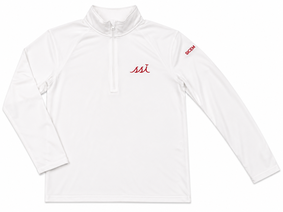 Men's White St. Simons Island Quarter Zip Pullover — Sic 'Em Sleeve